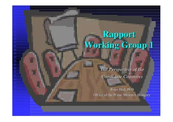 Rapport  Rapport  Working Group 1  Working Group 1  The Perspective of the  The Perspective of the