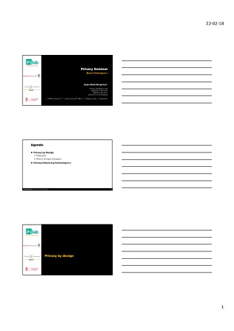 22-02-18  Privacy Seminar  Basic Techniques I  Jaap-Henk Hoepman  Privacy &amp; Identity Lab