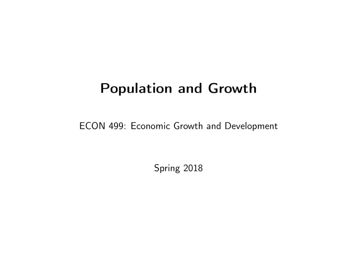 population and growth