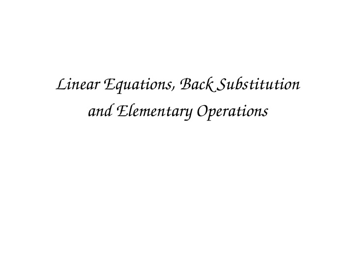 linear equations back substitution and elementary