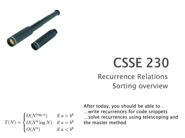 recurrence relations sorting overview