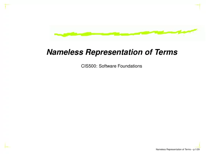 nameless representation of terms