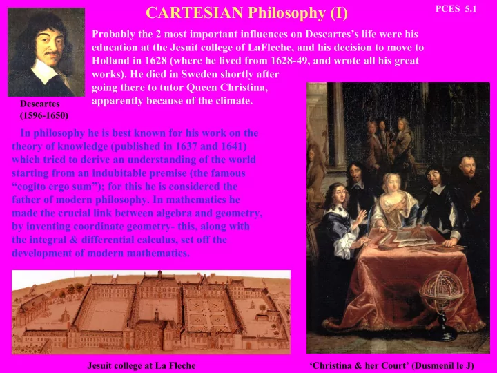 cartesian philosophy i