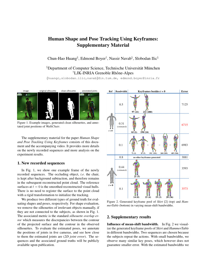 human shape and pose tracking using keyframes