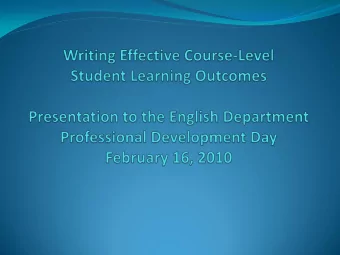 Introduction:  From Coverage Statements to Learning  Outcomes  Coverage statements:  faculty