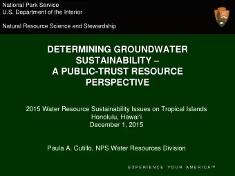 DETERMINING GROUNDWATER  SUSTAINABILITY   A PUBLIC-TRUST RESOURCE  PERSPECTIVE  2015 Water