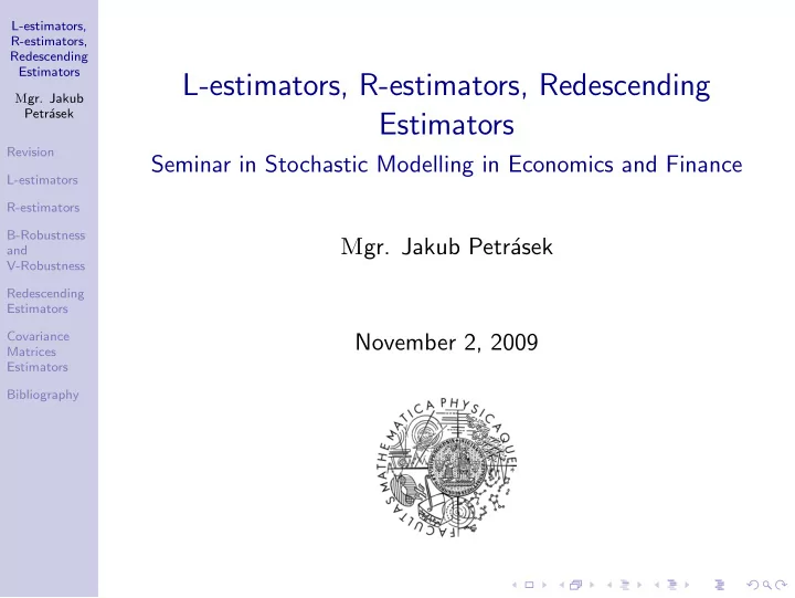 l estimators r estimators redescending