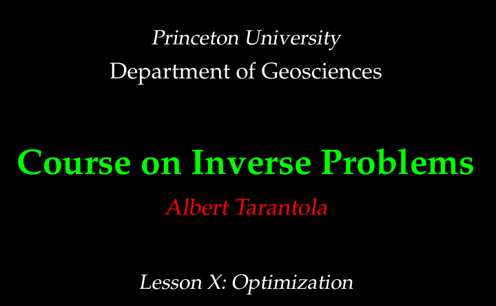 course on inverse problems