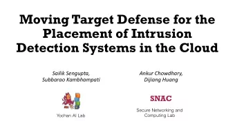Moving Target Defense for the  Placement of Intrusion  Detection Systems in the Cloud  Sailik