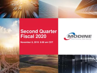 Second Quarter  Fiscal 2020  November 8, 2019  8:00 am CDT  Forward-Looking  Statements  This