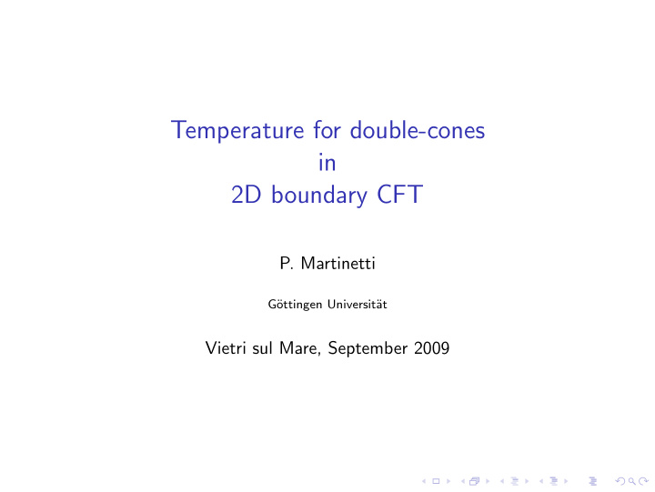temperature for double cones in 2d boundary cft
