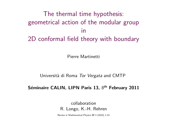 the thermal time hypothesis geometrical action of the