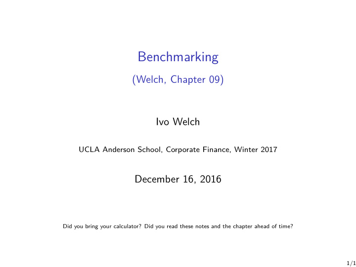 benchmarking