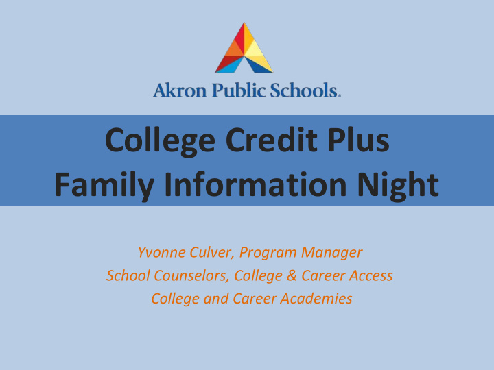 college credit plus family information night