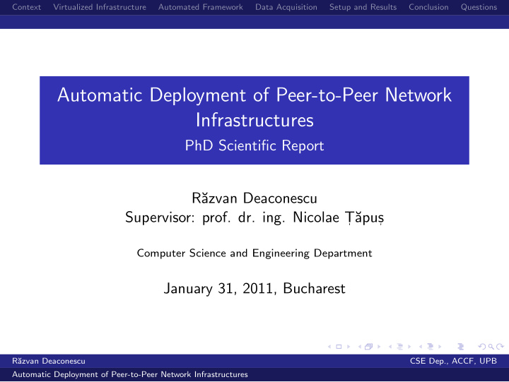 automatic deployment of peer to peer network