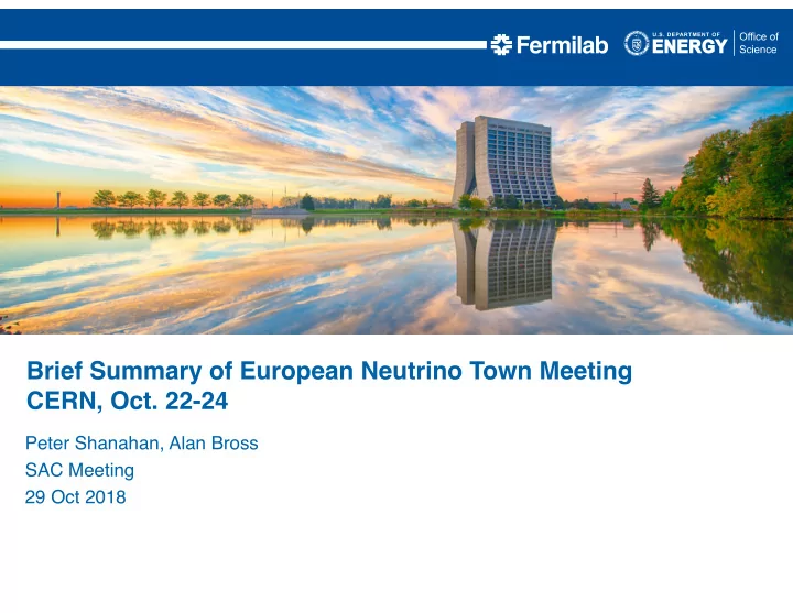brief summary of european neutrino town meeting cern oct
