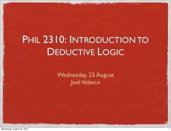 W HAT IS L OGIC ?  logic as good reasoning  In this view, logic is about the difference between