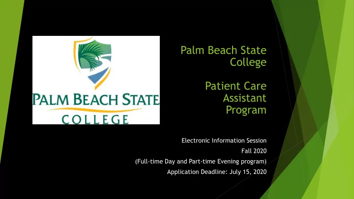 palm beach state college patient care assistant program