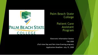 Palm Beach State  College  Patient Care  Assistant  Program  Electronic Information Session  Fall