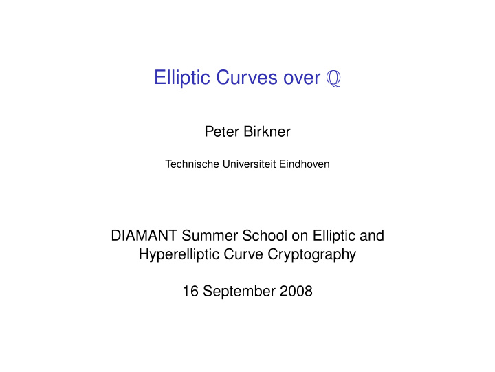 elliptic curves over q
