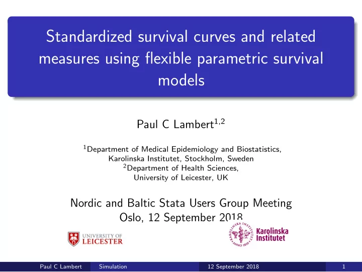 standardized survival curves and related measures using