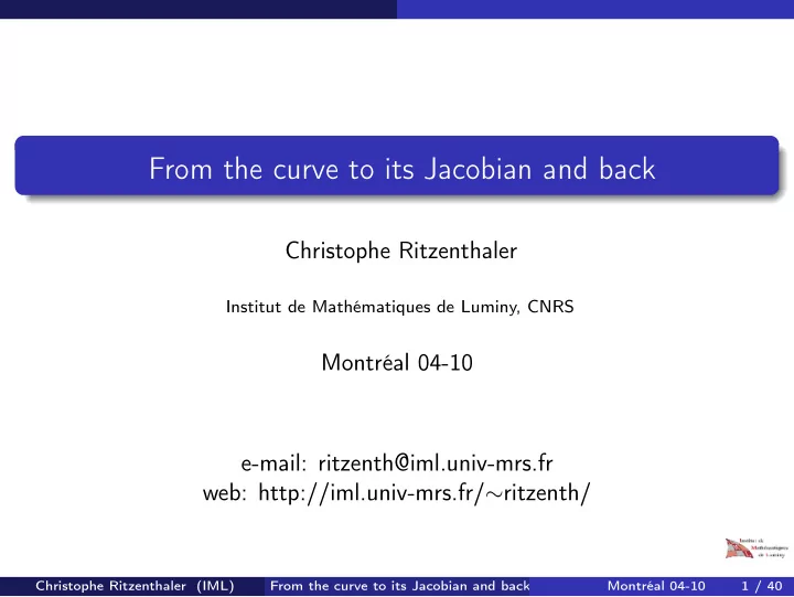 from the curve to its jacobian and back