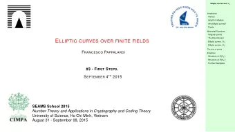 Weierstra Equations  2     d     4 16 ( 1  t 2 / 4 )  Singular points