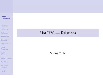 Mat3770  Relations  Reflexive  Symmetric  Transitive  Composition  Data  Structure  Spring 2014