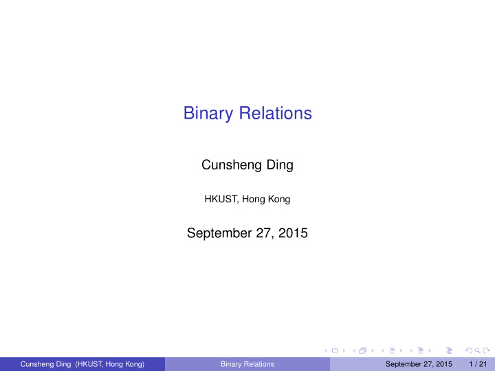 binary relations