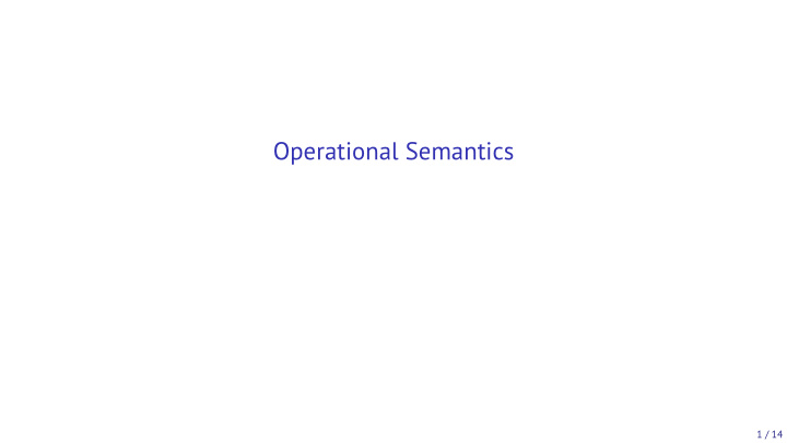 operational semantics