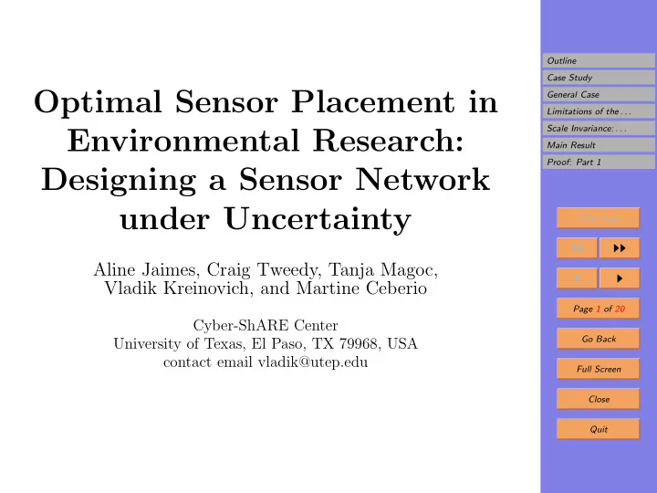 optimal sensor placement in