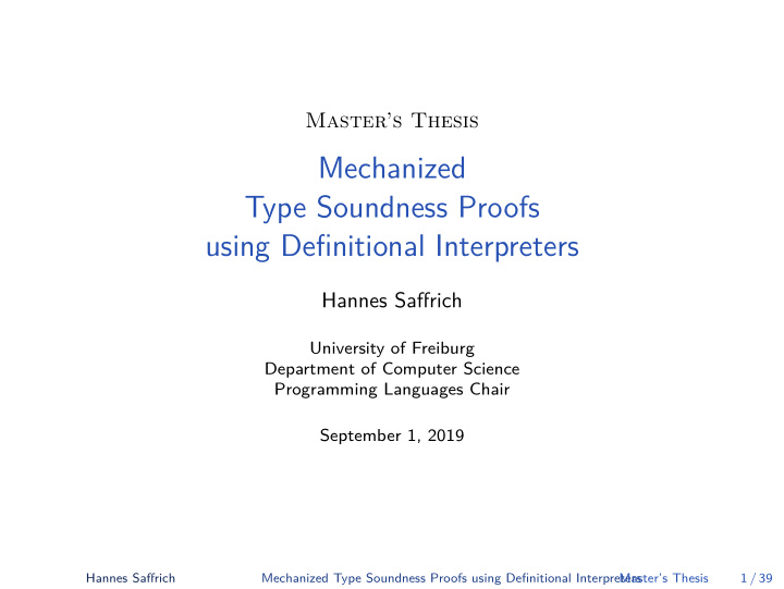 mechanized type soundness proofs using definitional
