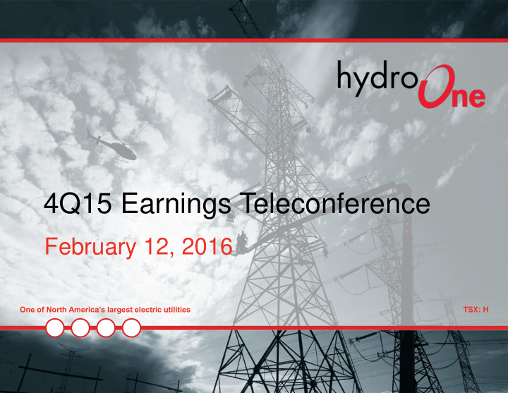 4q15 earnings teleconference