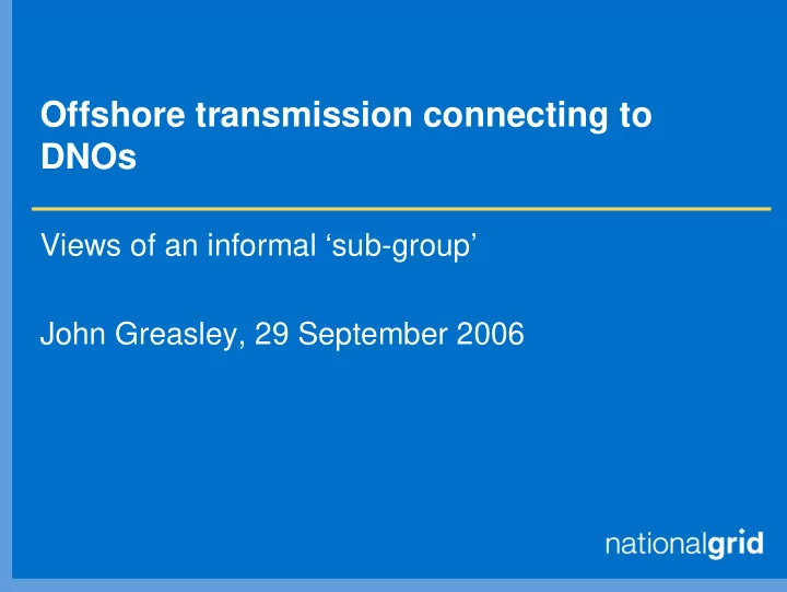 offshore transmission connecting to dnos