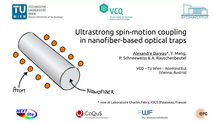 ultrastrong spin motion coupling in nanofjber based