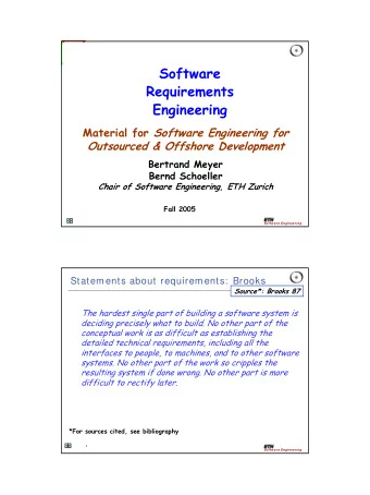 Software  Requirements  Engineering Material for Software Engineering for  Outsourced &amp;