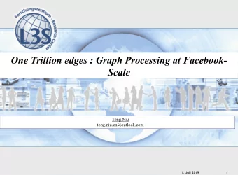 One Trillion edges : Graph Processing at Facebook-  Scale  Tong Niu  tong.niu.cn@outlook.com  11.