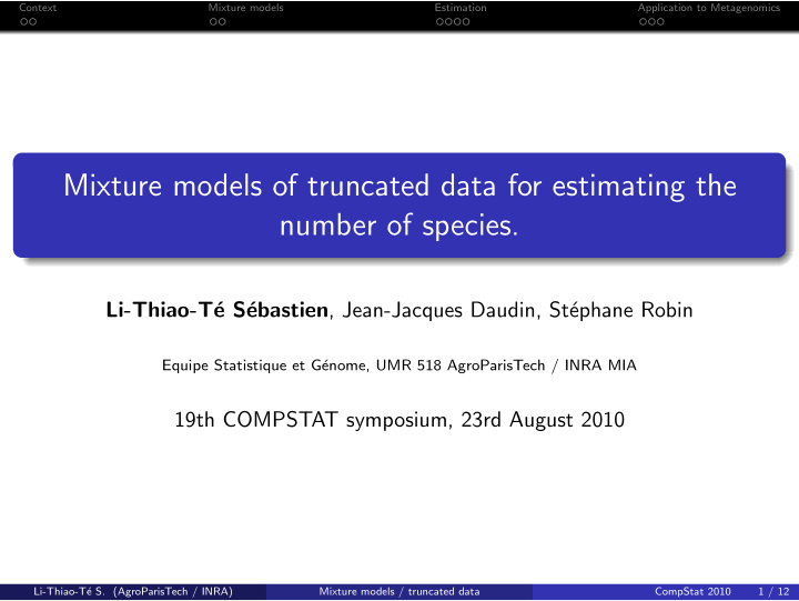 mixture models of truncated data for estimating the