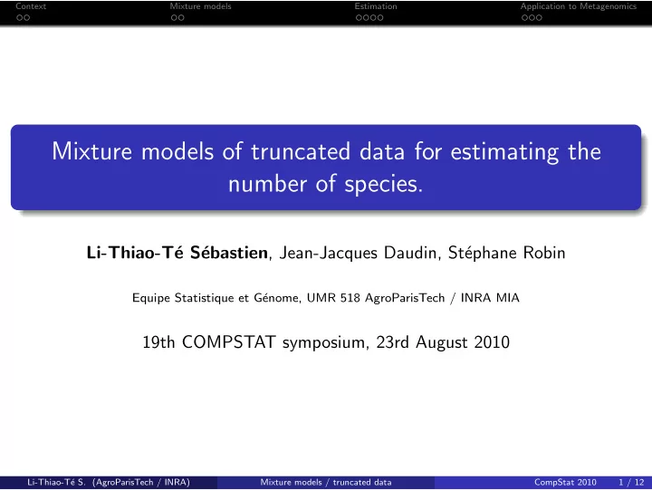 mixture models of truncated data for estimating the
