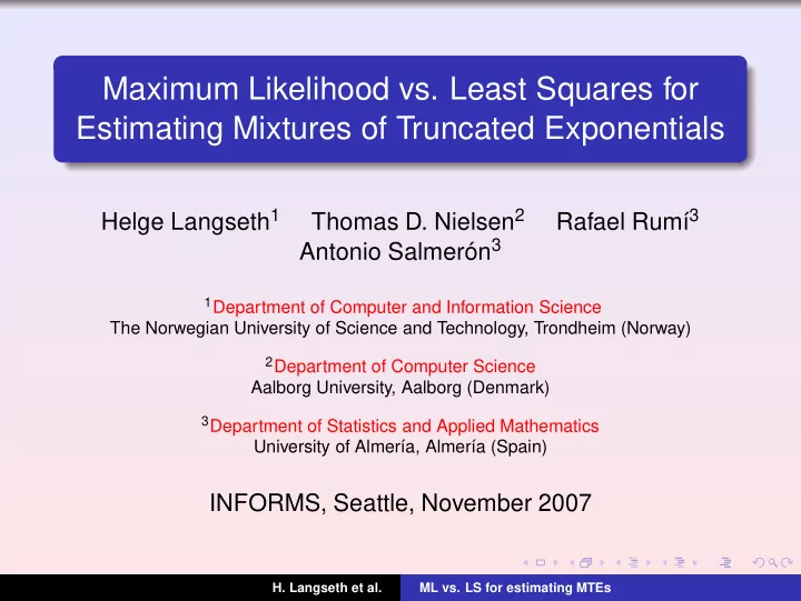 maximum likelihood vs least squares for estimating