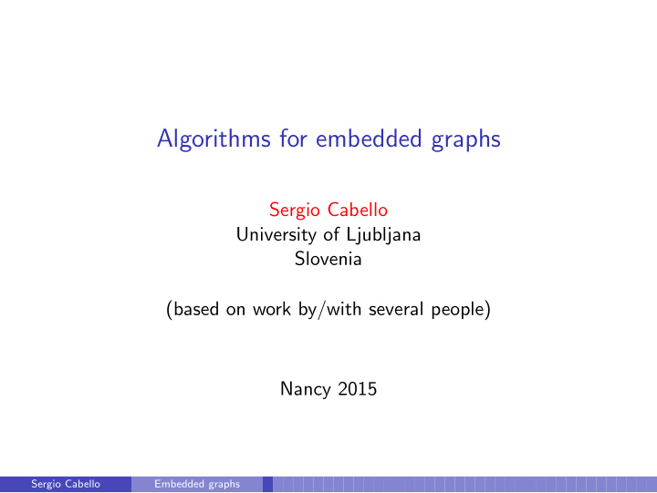 algorithms for embedded graphs
