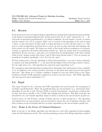 8.1  Review  In the previous lecture we began looking at algorithms for dealing with sequential