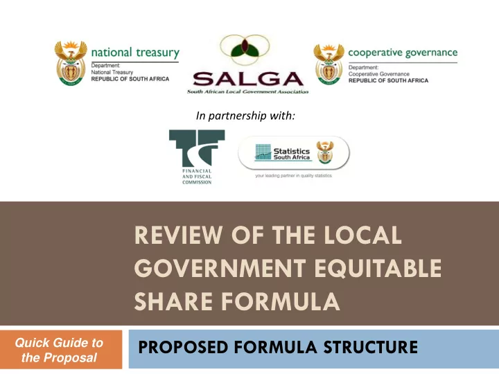 review of the local government equitable share formula