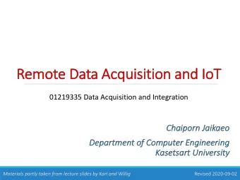 Re  Remote Data Acquisition and IoT  01219335 Data Acquisition and Integration  Chaipo  Chaiporn J