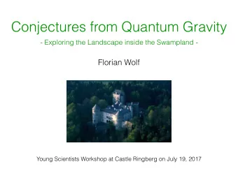 Conjectures from Quantum Gravity  - Exploring the Landscape inside the Swampland -  Florian Wolf