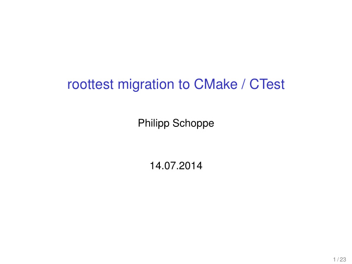 roottest migration to cmake ctest