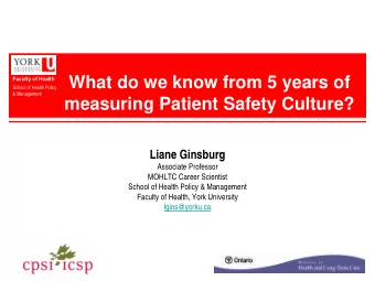 What do we know from 5 years of  Faculty of Health  School of Health Policy  &amp; Management