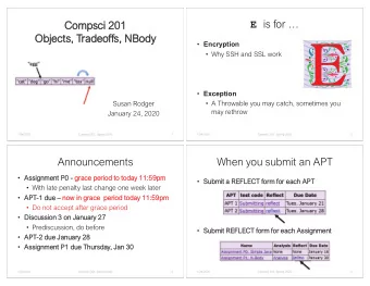 E is for   Compsci 201  Objects, Tradeoffs, NBody  Encryption  Why SSH and SSL work