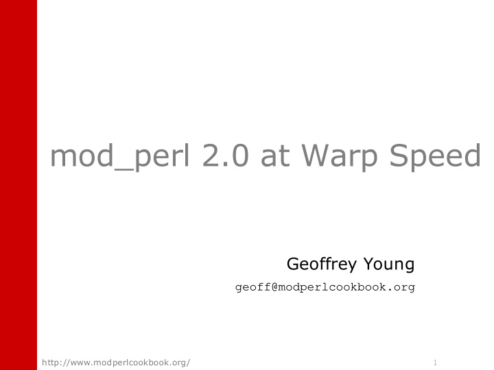 mod perl 2 0 at warp speed