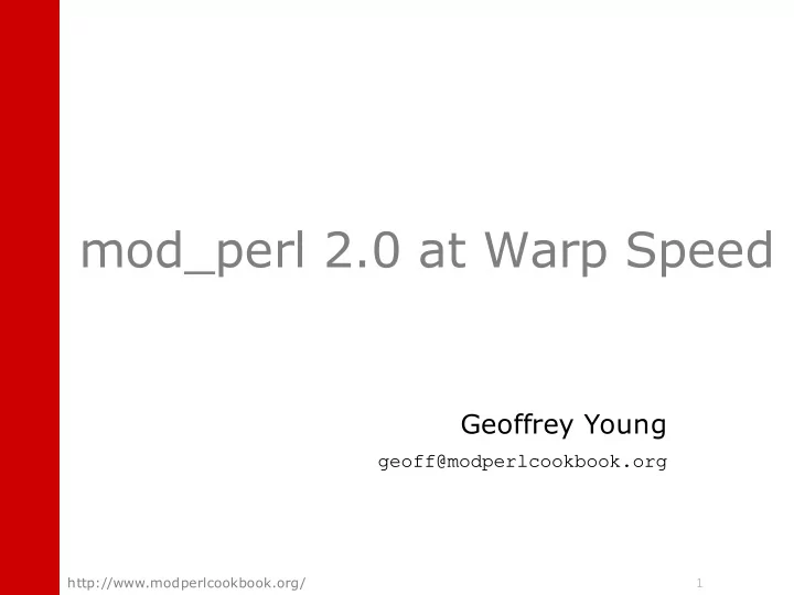 mod perl 2 0 at warp speed